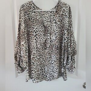 Eesome Tan Leopard Blouse Top